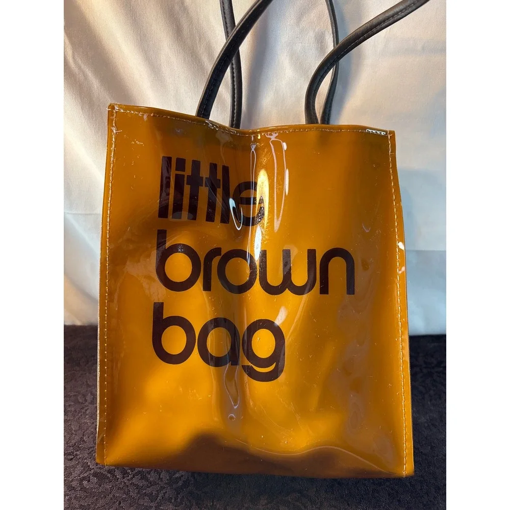 Bloomingdales Little Brown Bag Small PVC Tote Iconic Shopping Bag Brown